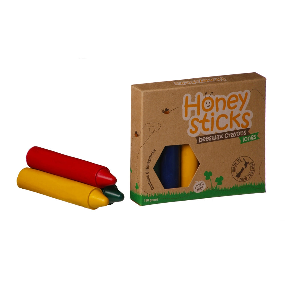100% Pure Beeswax Crayons Made in New Zealand For 3 Years Plus 6 Sticks