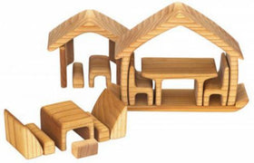All-in-One Doll House with Furniture Natural (Gluckskafer)