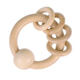 Heimess Rattle/Teether - Natural with Rings