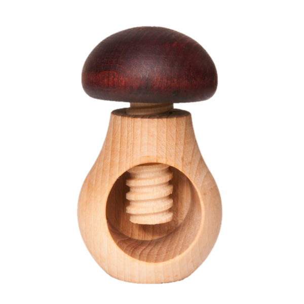 Wooden Nut Cracker Mushroom With Screw Toy