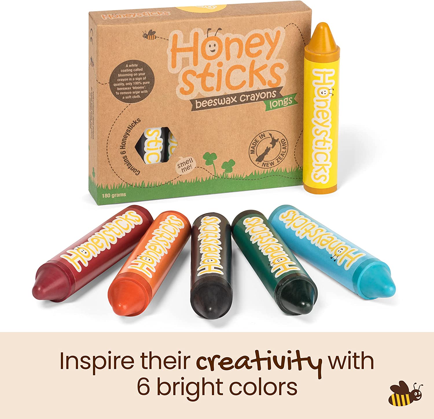  Honeysticks Triangular Crayons (10 Pack) - 100% Pure Beeswax,  Food Grade Colors, Non Toxic Crayons for Baby, Toddlers ages 1-3,2-4,  Triangle Shape for Pencil Grip Development. Handmade in New Zealand : Toys  & Games