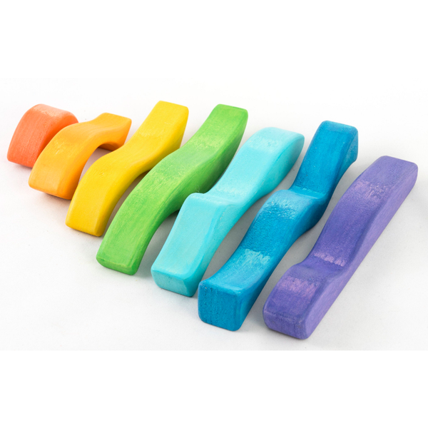 Handmade Wooden Waves Rainbow Stacker Toy