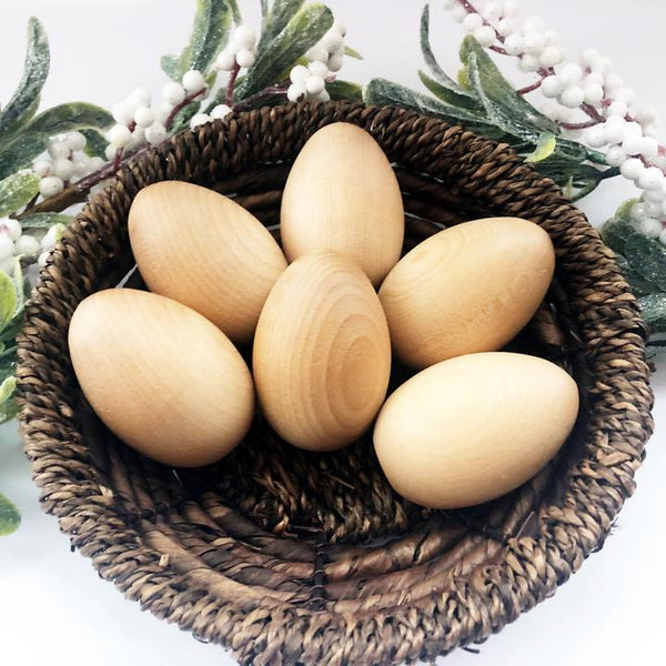 Wood and natural - 6 Wooden Eggs